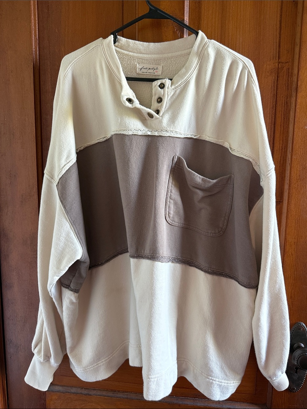 Free People STRAWBERRY SWEATSHIRT IN SUMMER SAND COMBO